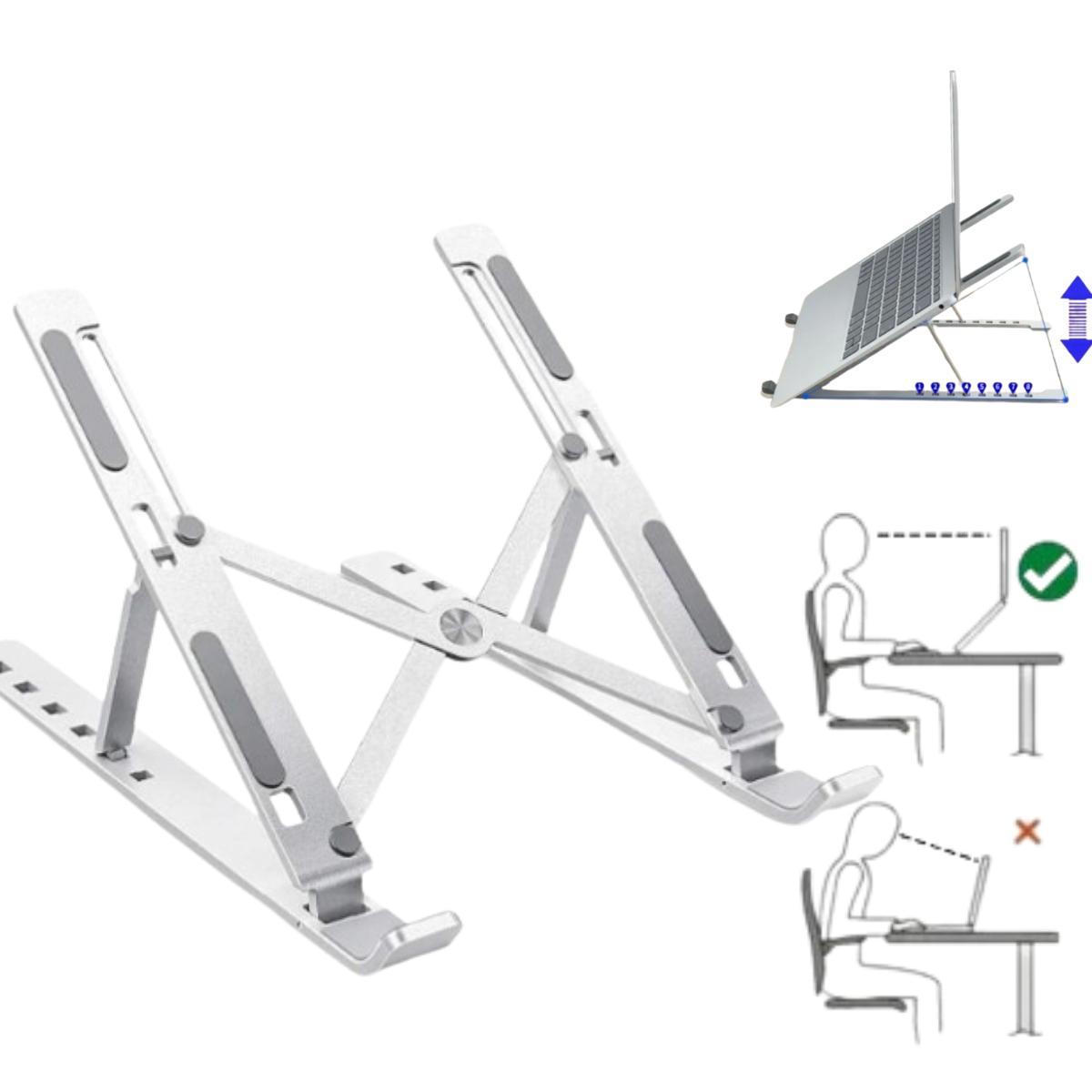 Miniatura Base Suporte Para Notebook Metal Ajustável Premium Cor Prata