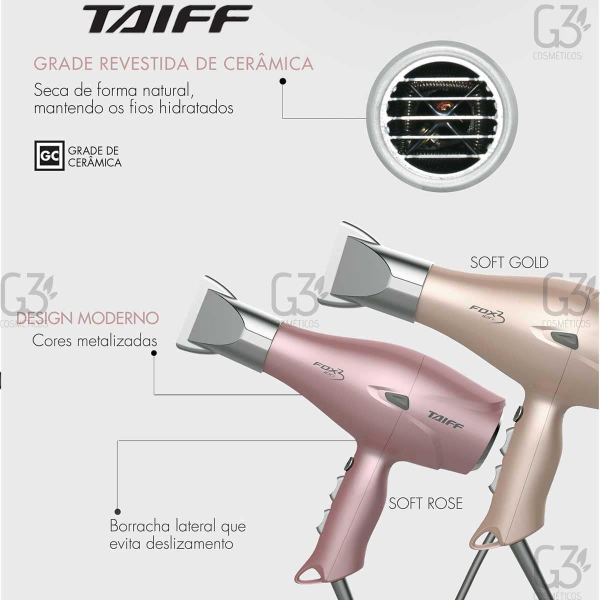 Miniatura Secador Cabelo Taiff Fox Ion 3 Soft Green Profissional 2200W