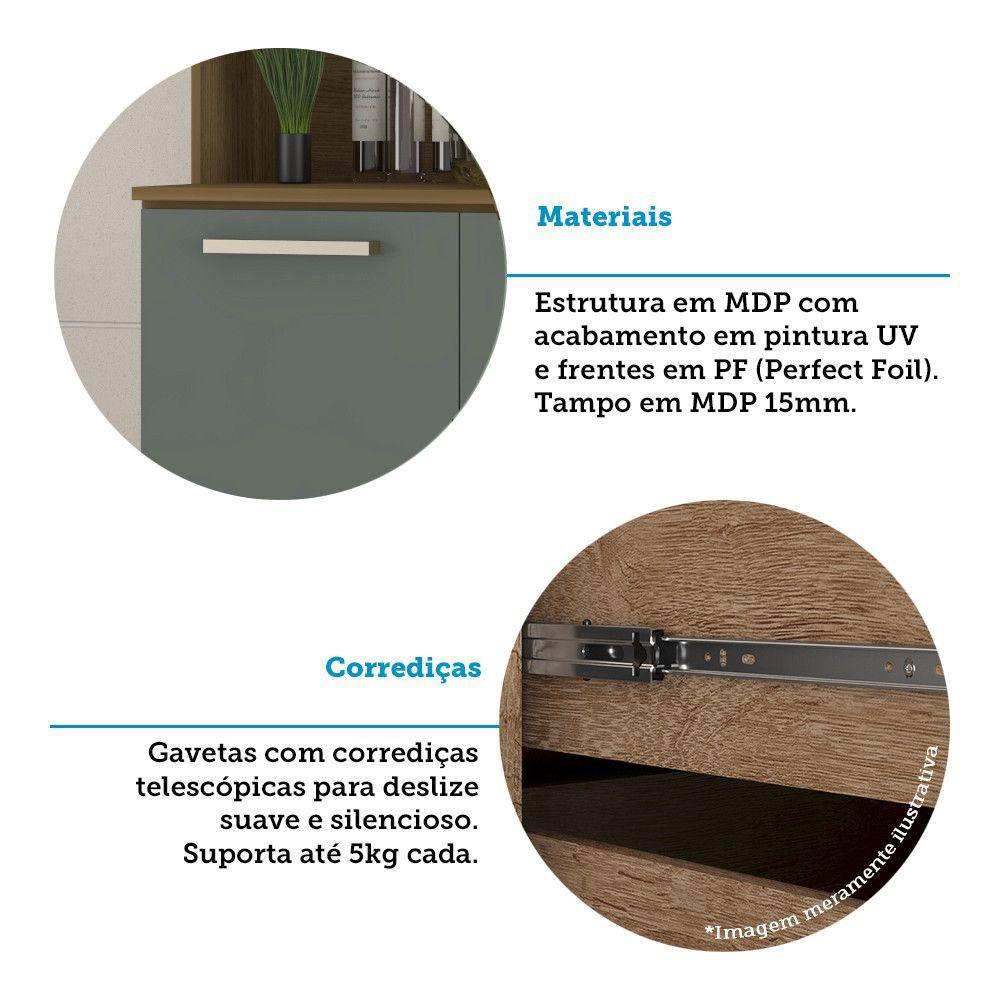 Miniatura Cozinha Compacta 6 Portas E 2 Gavetas Com Tampo Luciane Móveis Carvalho Avelã Cinza Supremo