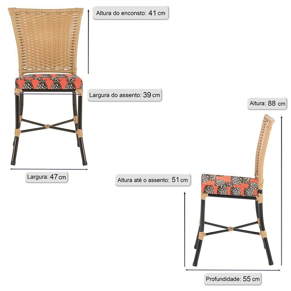 Jogo Cadeira De Jantar Em Alumínio E Fibra Estofado Impermeavel 6 Unidades Ráfia Z31