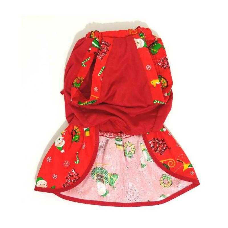 Miniatura Vestido De Natal Para Cachorro Saia Vermelha - Tamanho P