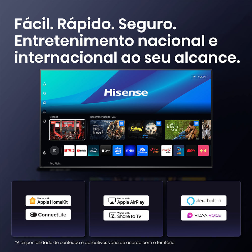 Miniatura Smart TV Hisense QLED 4K 65" Polegadas com Dolby Vision, Dolby Gaming, Alexa e Google - 65Q6QV Bivolt