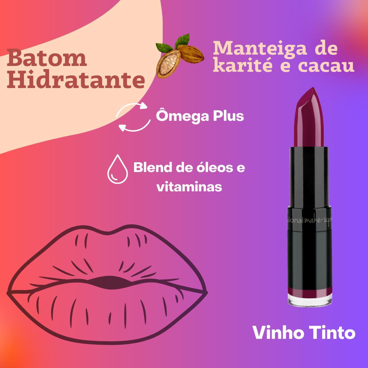 Miniatura Batom Cor Vinho Tinto Hidratante Labial Cores Marcantes Up