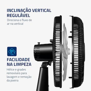 Miniatura Ventilador de Mesa Mondial Turbo NVT408PB 40cm 8 Pás 3 Velocidades Preto/Prata 110V