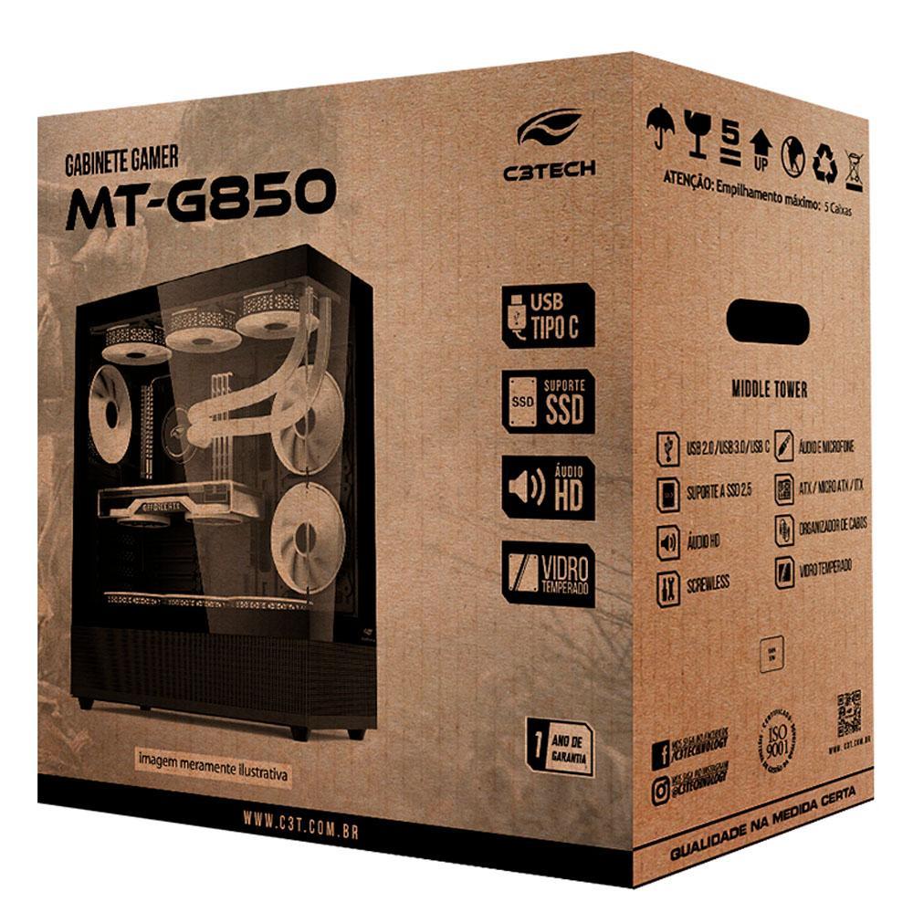 Miniatura Gabinete Gamer C3Tech Mt-G850Bk, Lateral/Frontal Vidro