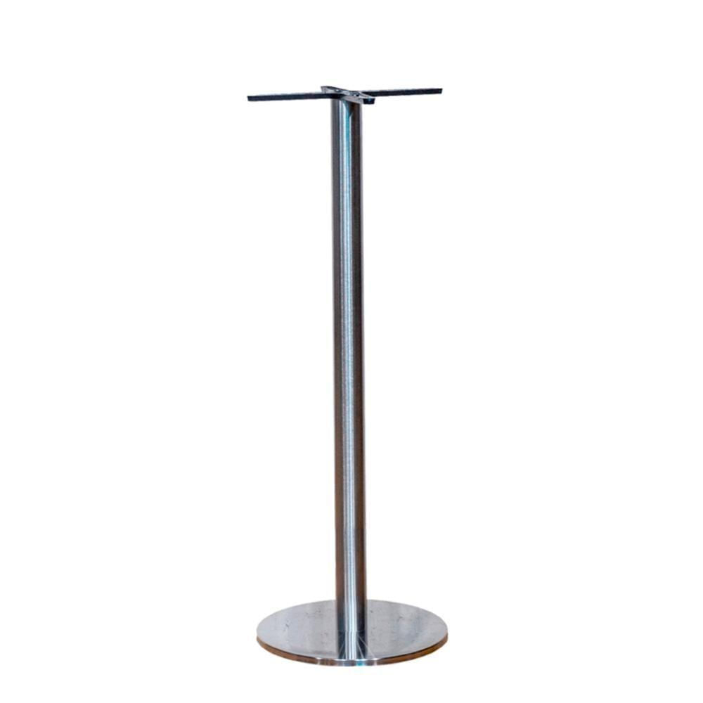 Miniatura Mesa Pisa Beta Bistrô Fratini 107,50cm (a) Disco Redondo Inox Tampo Mdp Quadrado Castanheira 60cm(l)