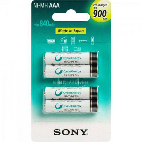 Miniatura Pilha Recarregável Aaa Com 4 900mah Nimh Nh-aaa-b4gn Sony