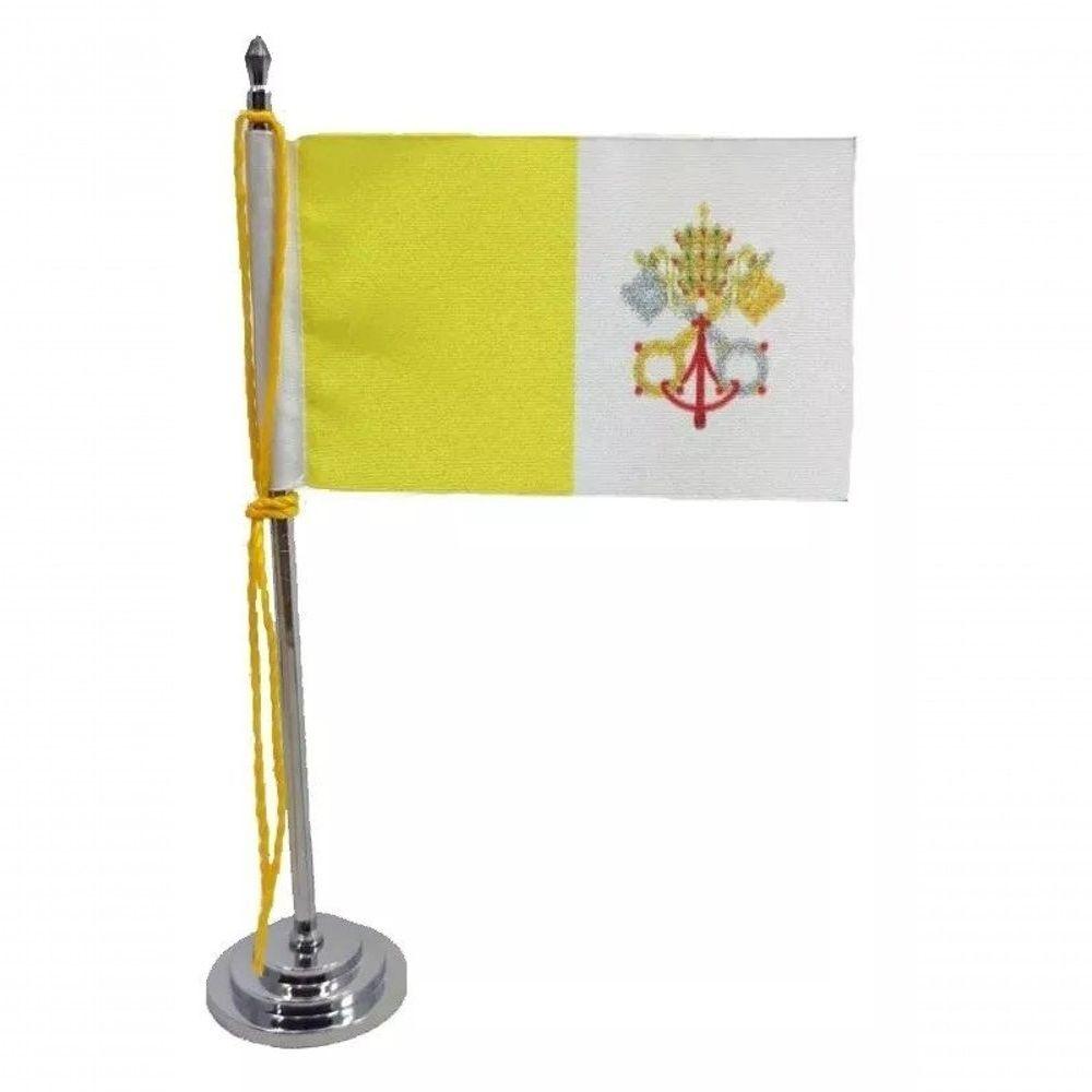 Miniatura Mini Bandeira De Mesa Do Vaticano 15 Cm Poliéster
