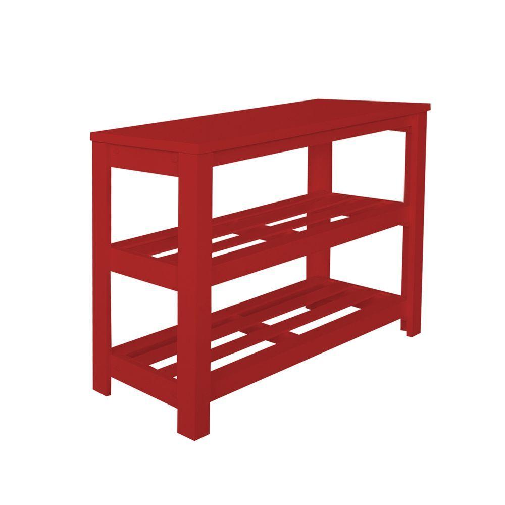 Miniatura Sapateira Banco De Piso Para Closets E Quartos 8 Pares Sapatos Vermelho Laca