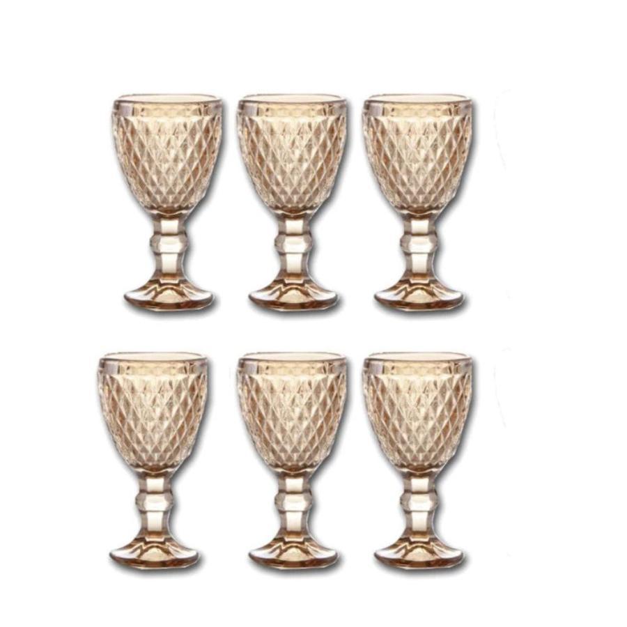 Miniatura Jogo 6 Taca Vidro 50Ml Licor Ambar Florença