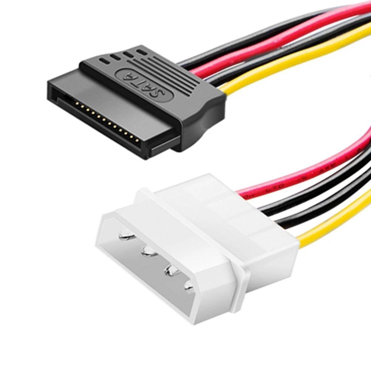 Miniatura Cabo Adaptador Molex Para Sata Energia Alimentação Fonte Pc