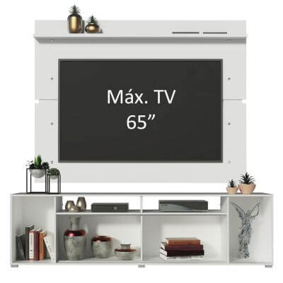 Miniatura Rack Madesa Cancun e Painel para TV até 65 Polegadas - Branco Cor:Branco