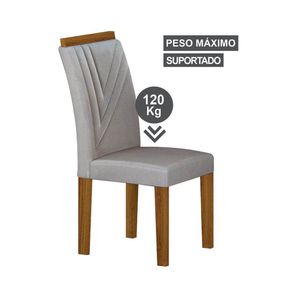 Conjunto Sala de Jantar Mesa Tampo Vidro/MDP com 4 Cadeiras Miami Yescasa Freijó/Off White