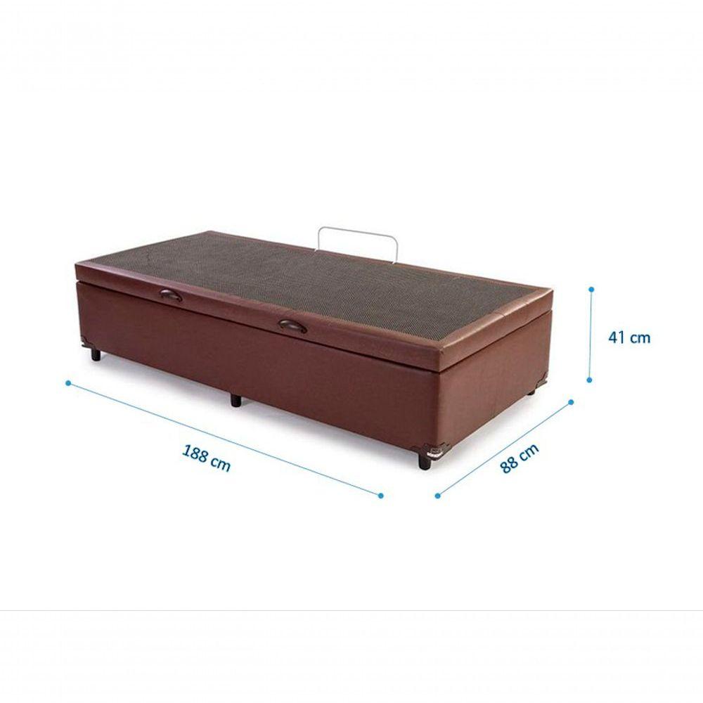 Miniatura Cama Box Baú Solteiro 88 Tecido Marrom Com Colchão Alegro Bello Box D28 Cinza 58x88x188