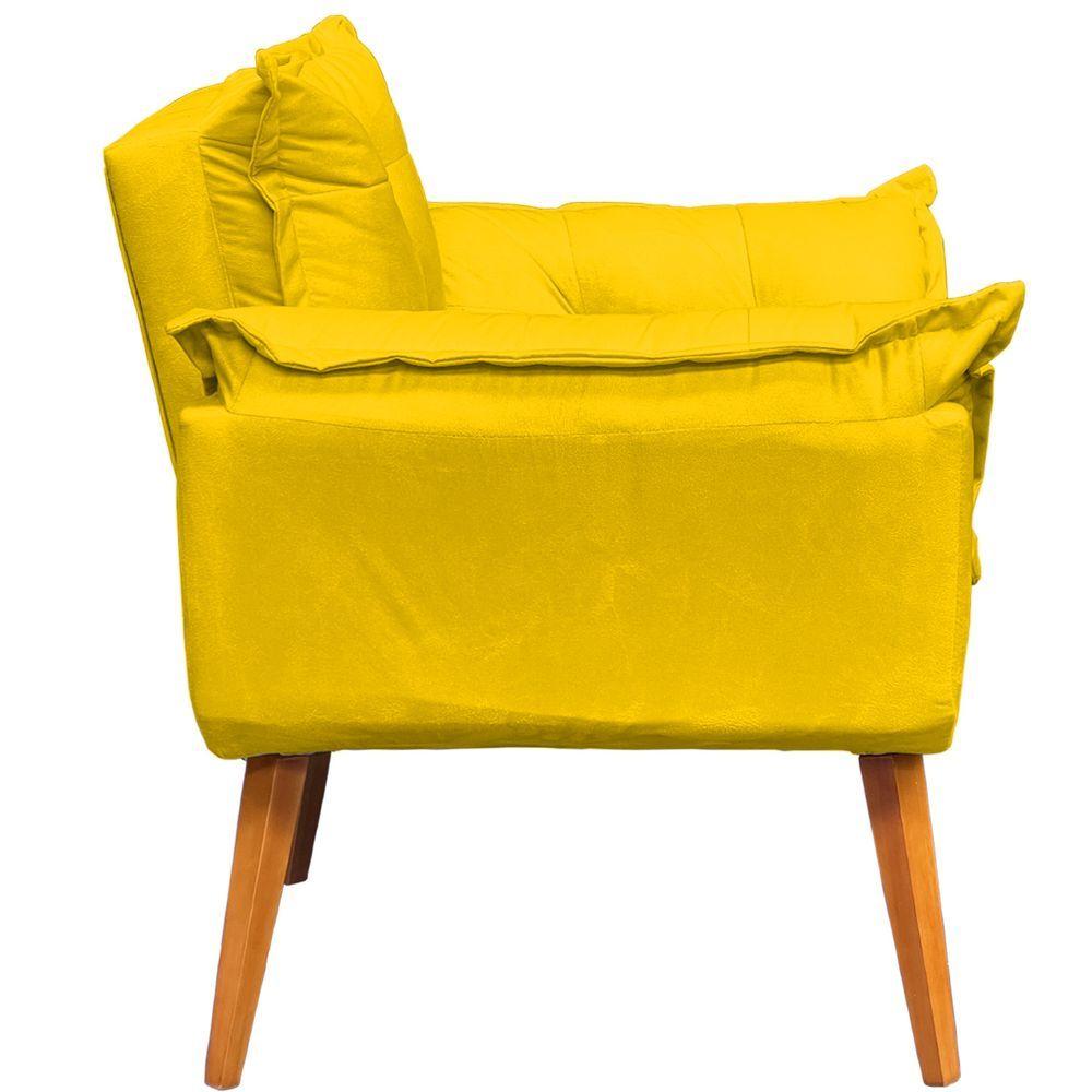 Miniatura Poltrona Decorativa Alice Pé Trapézio 30cm Castanho - Amarelo Suede