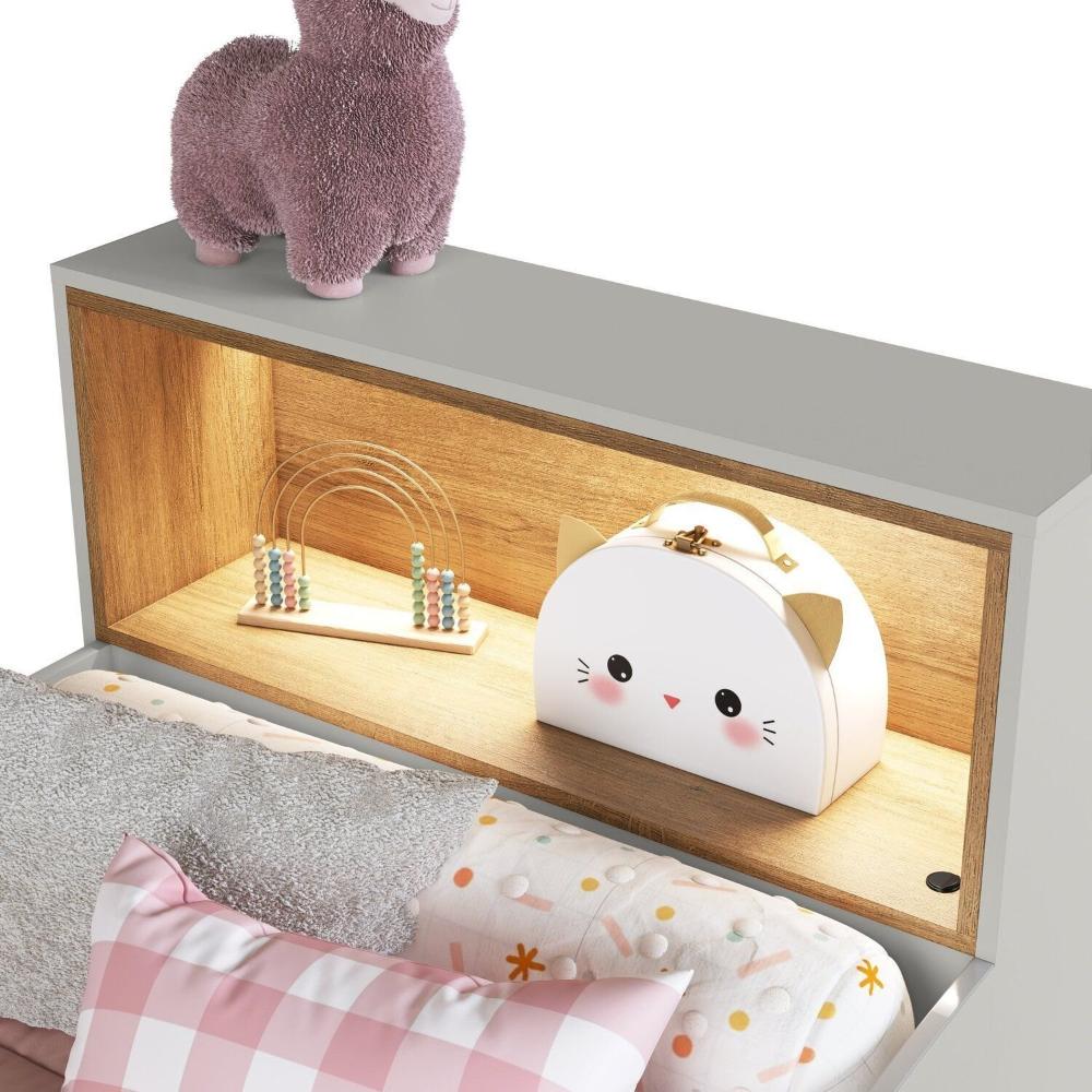 Quarto Infantil com Cama Solteiro Montessoriana com Iluminação Led e Comoda Lille Arenas