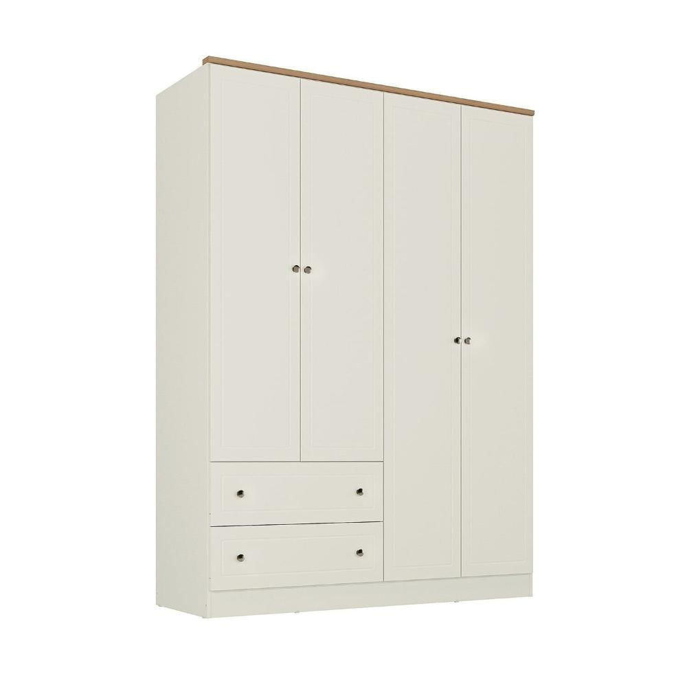 Guarda-roupa Solteiro 4 Portas 2 Gavetas Ananda Cabecasa Madeiramadeira OFFWHITE