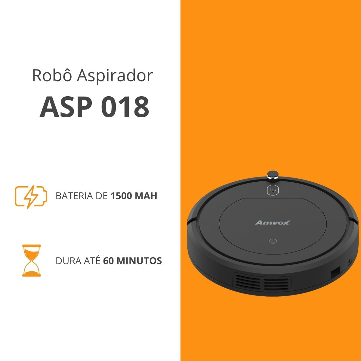 Miniatura Robô Aspirador Amvox 3 Funções ASP 018 BLACK Bivolt BIVOLT