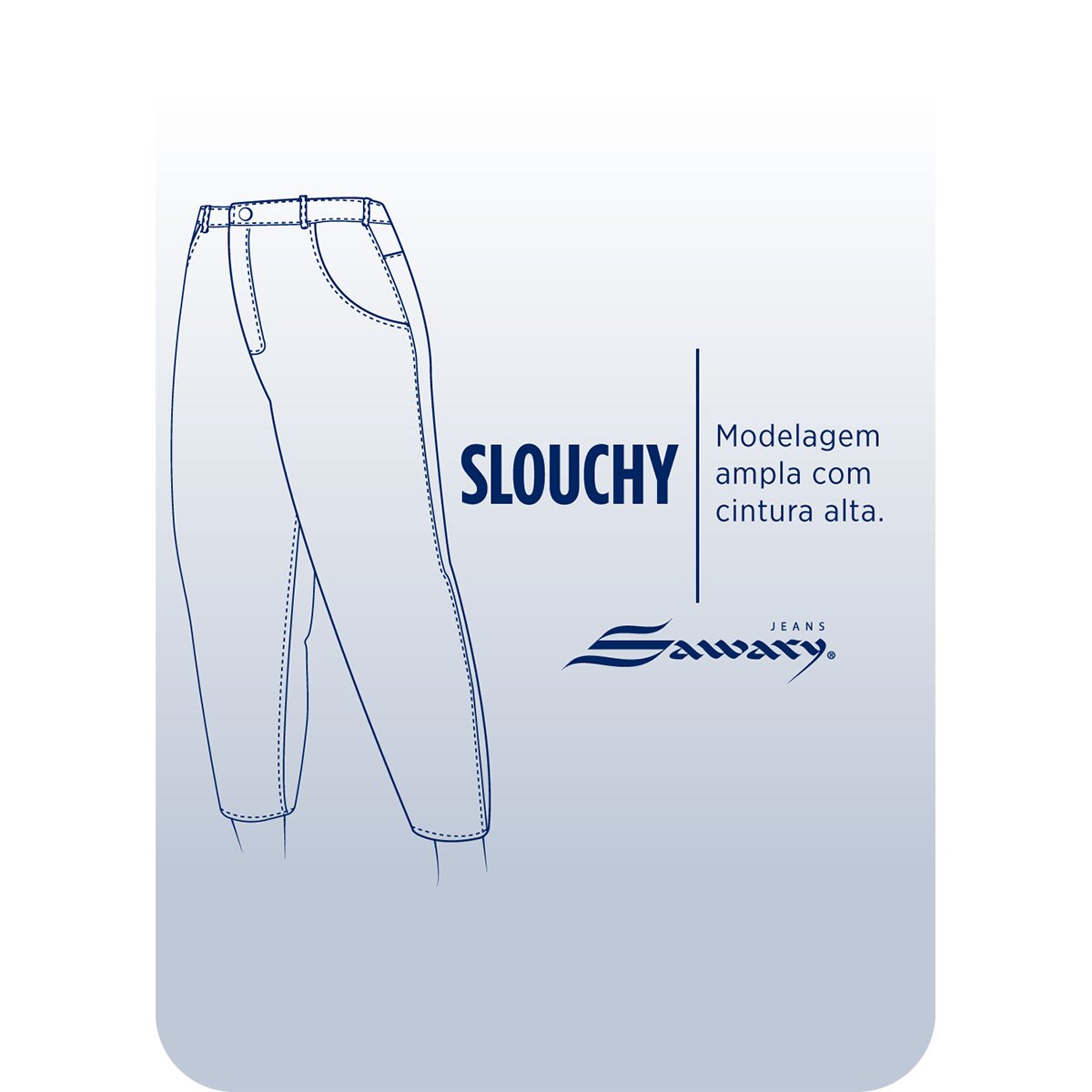 Miniatura Calça Jeans Sawary Slouchy Elastano Feminina Preto - 34