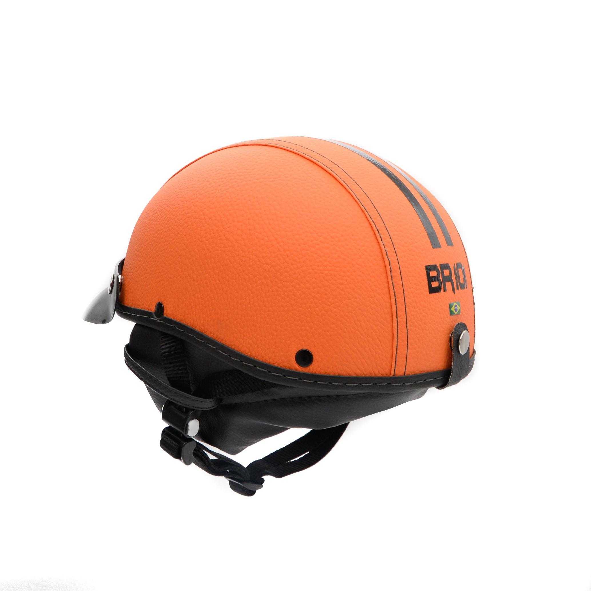 Miniatura Capacete Coquinho Scooter Moto Elétrica Bike Couro Laranja