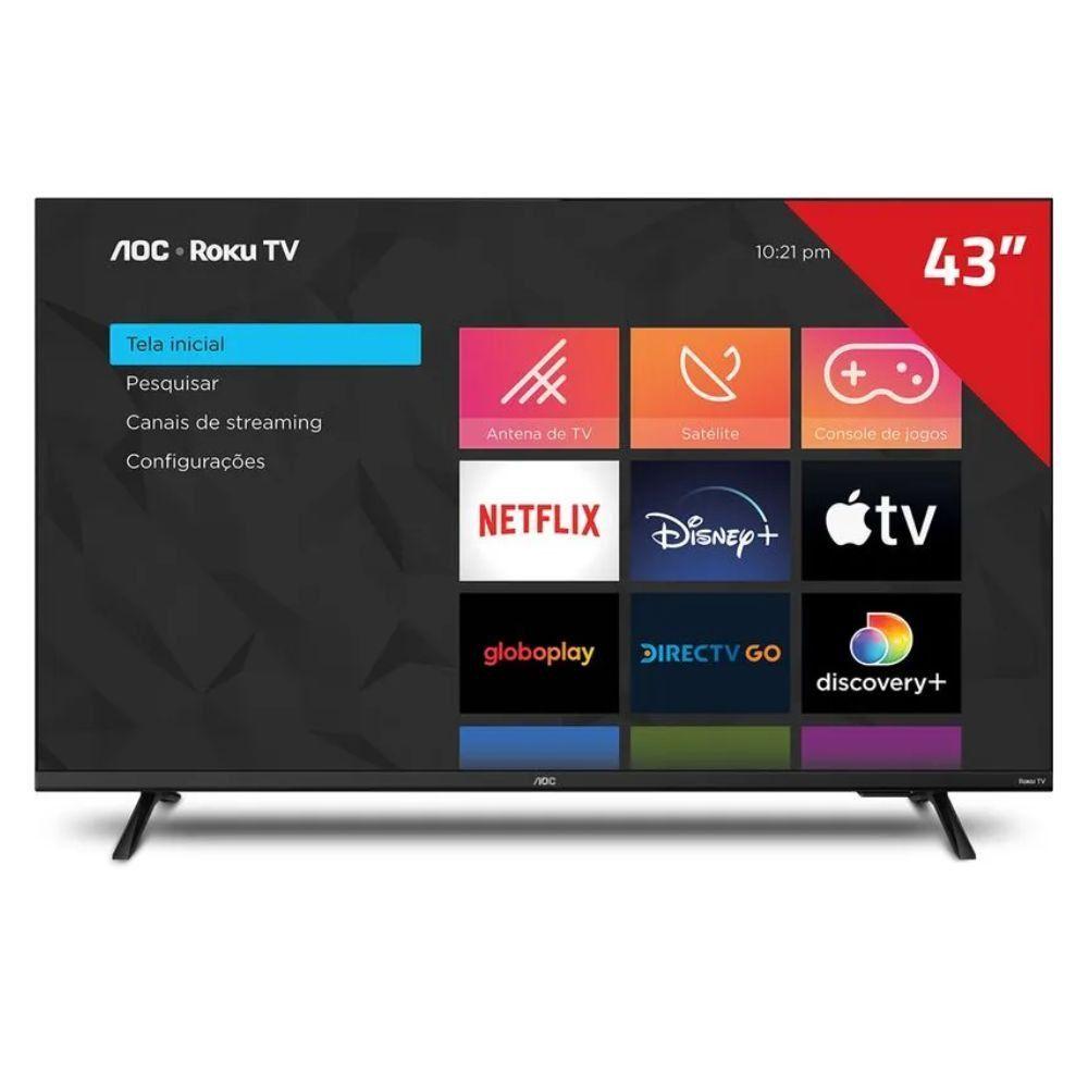 Miniatura Smart TV AOC Roku 43 DLED HD Dolby Audio 43S5045/78G Preto Bivolt