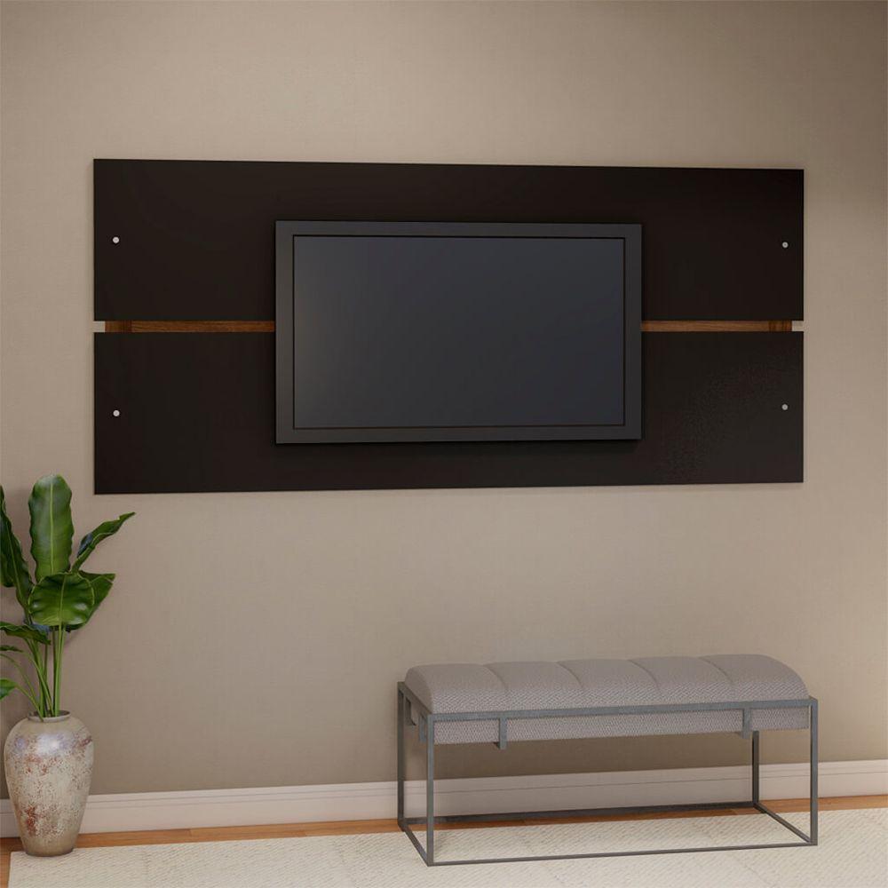 Miniatura Painel Para Tv 200cm Preto Madeirado