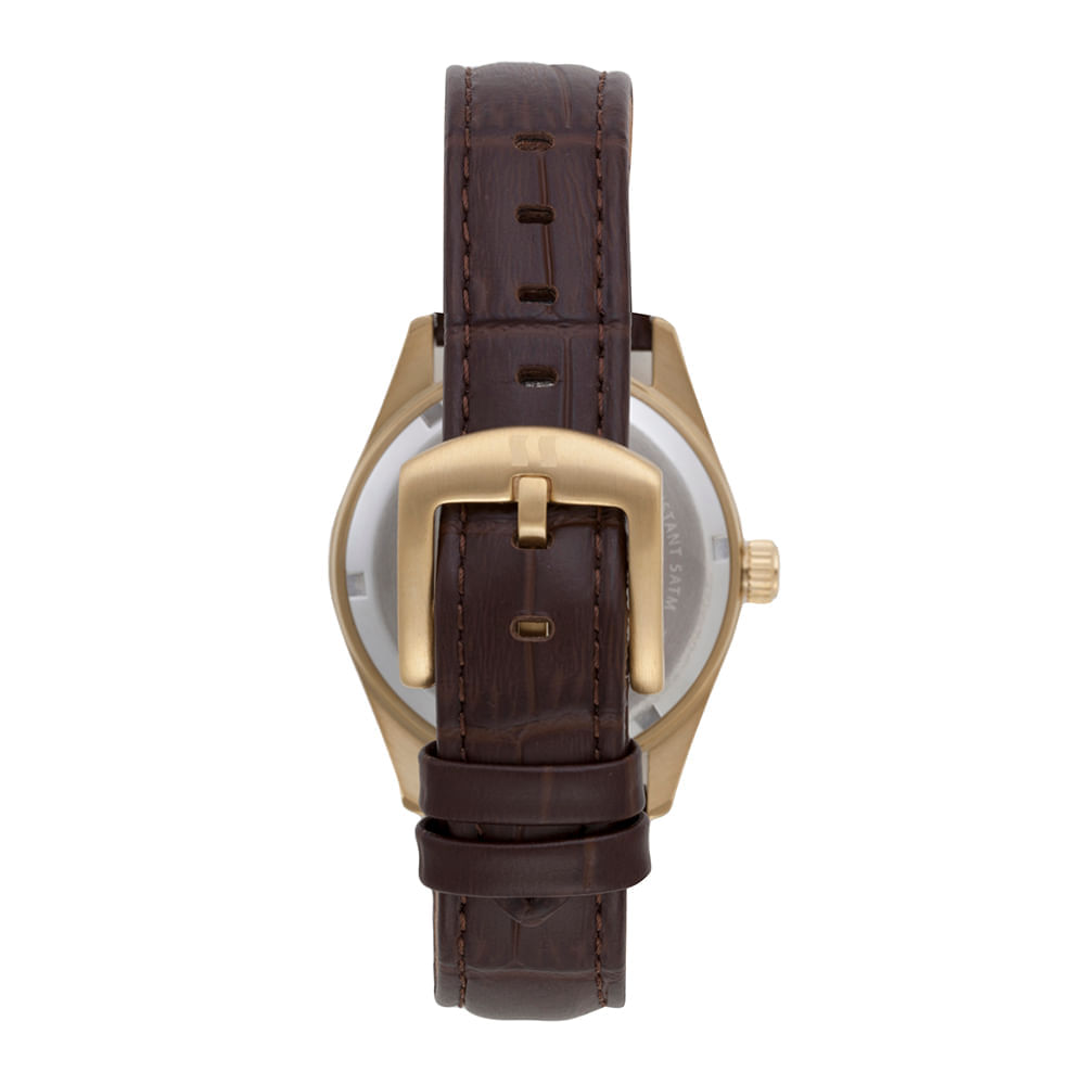 Relógio Automático Masculino Couro Marrom Croco