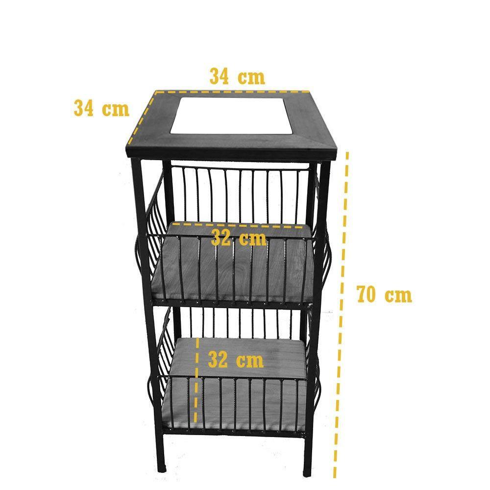 Miniatura Fruteira De Ferro E Madeira 2 Andares Com Ladrilho Hidráulico Artesanal Ladrilho D1