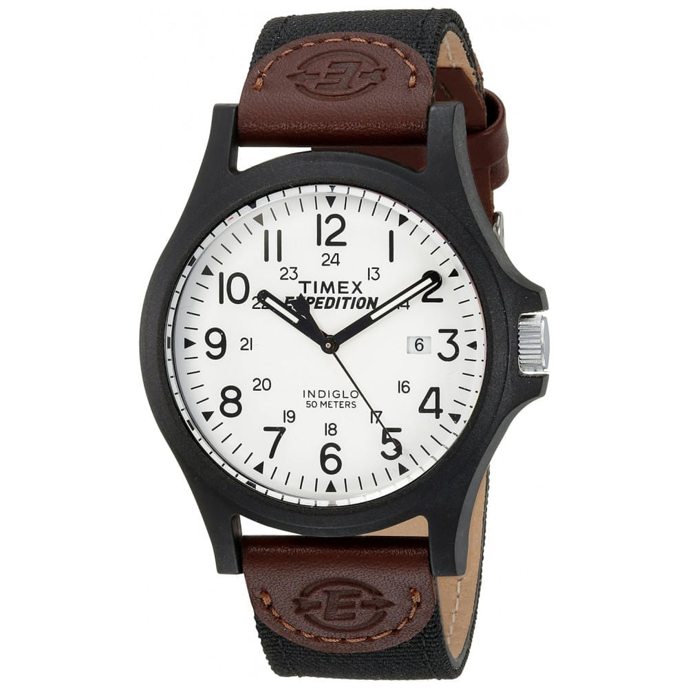 Miniatura Relógio Masculino Analógico com Pulseira de Couro , Timex TW4B08200, Preto e Marrom