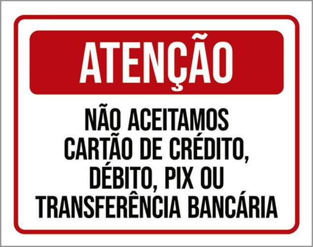 Miniatura Kit 5 Placa Aceitamos Crédito Débito Pix Transferência36X46