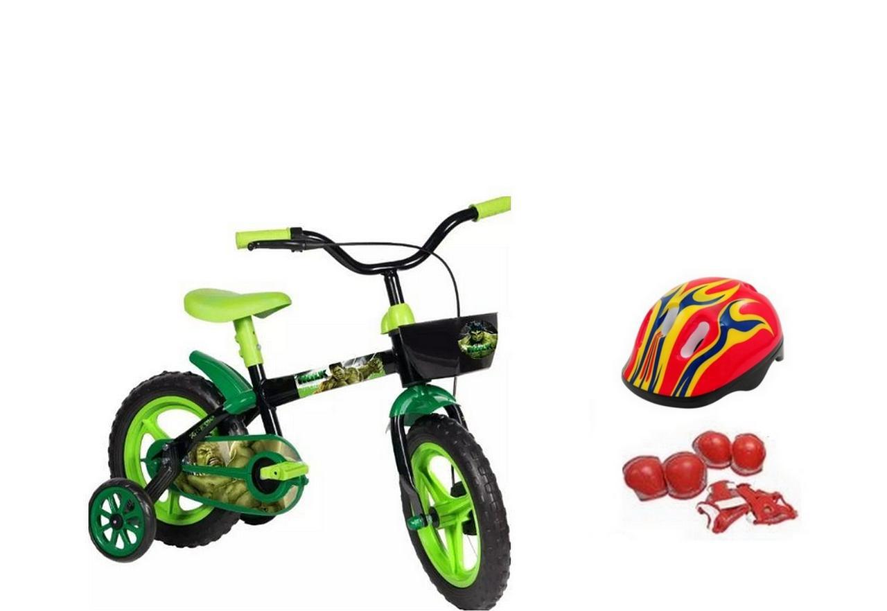 Miniatura Bicicleta Hulk Aro 12 Com Capacete E Proteção