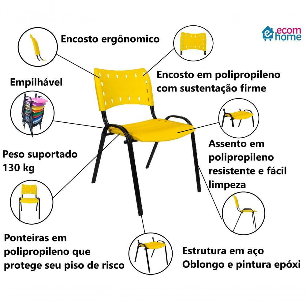 Cadeira Iso para Escola Escritório Comércio Amarela Base Preta