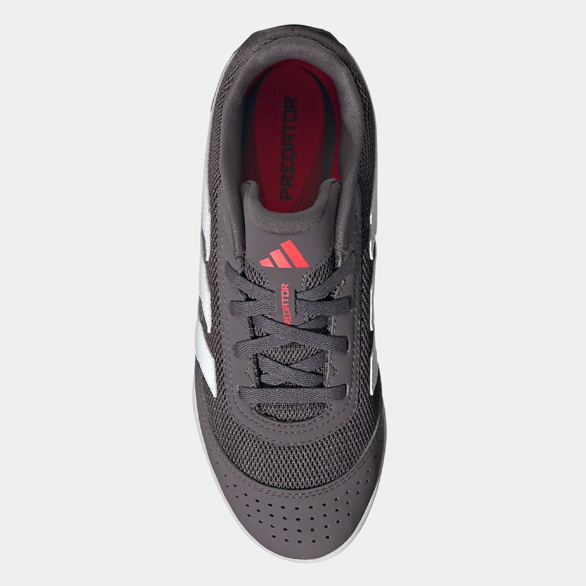 Miniatura Chuteira Futsal Infantil Adidas Predator Club Cinza+Branco - 26