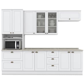 Miniatura Cozinha Completa Henn Americana com 10 Portas, 5 Gavetas e 13 Prateleiras - 271,5cm de largura - Branco