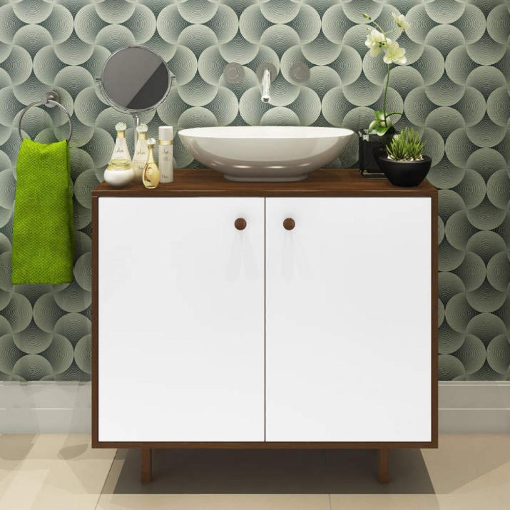 Miniatura Gabinete para Banheiro 2 Portas sem Cuba Gótic Estilare Branco