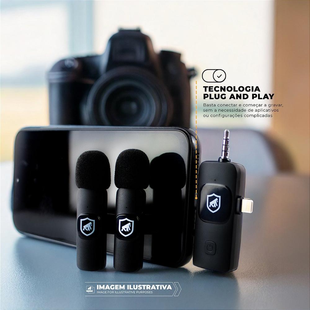 Miniatura Microfone de Lapela 3 em 1 - Armor - Tipo C / Lightning / P2 - Gshield