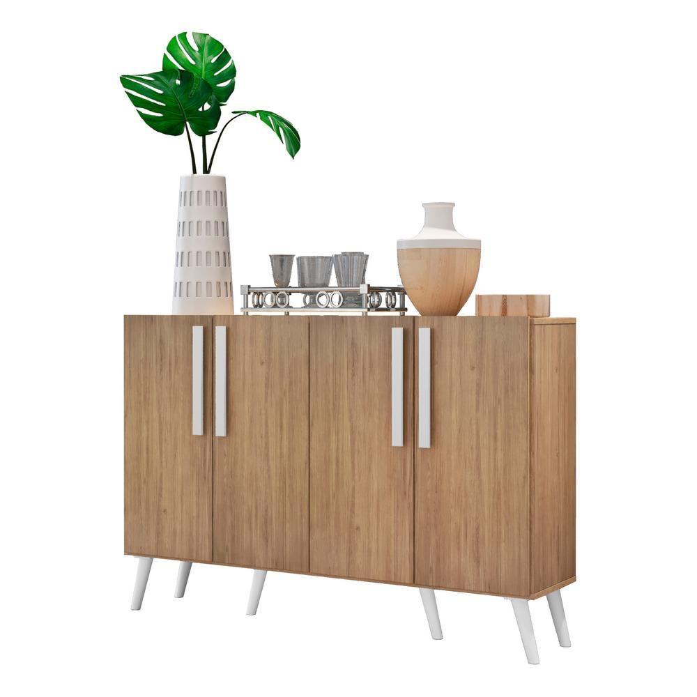 Miniatura Aparador Buffet 4 Portas Com Pés Retrô Viena Rustic/branco