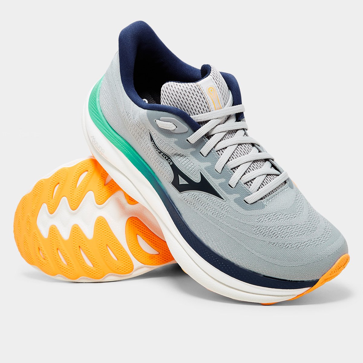 Miniatura Tênis Mizuno Wave Sky 9 Masculino Cinza+Verde - 38