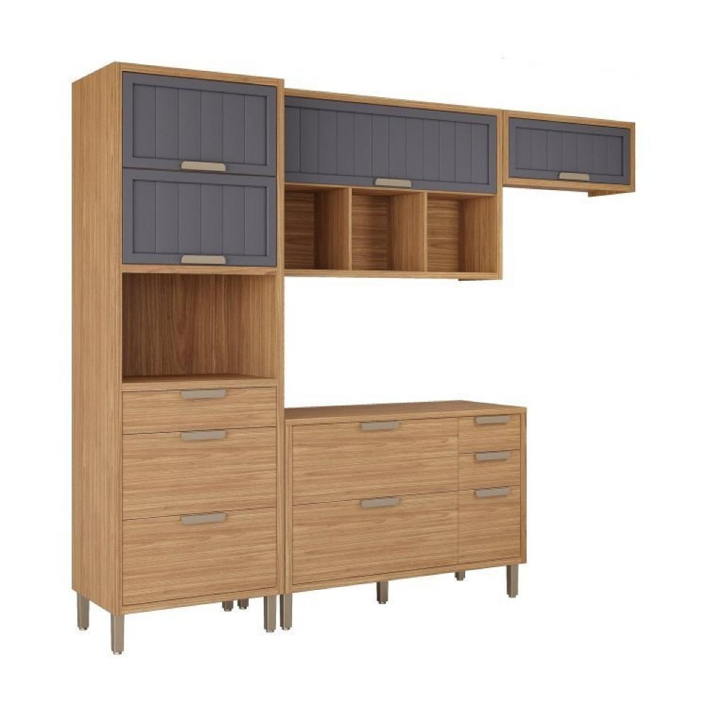 Cozinha Modulada Compacta 4 peças 1 Nicho para Forno ou Micro-ondas Helen Yescasa Freijó/Titanium