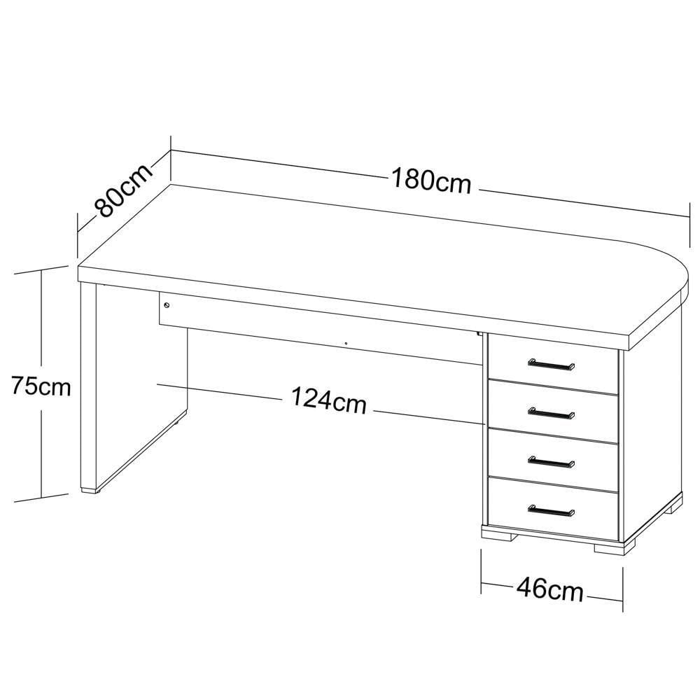 Miniatura Mesa Para Escritório 4 Gavetas Lado Direito 180cm Tamburato Executiva A06 Marrom-preto - Mpozenato