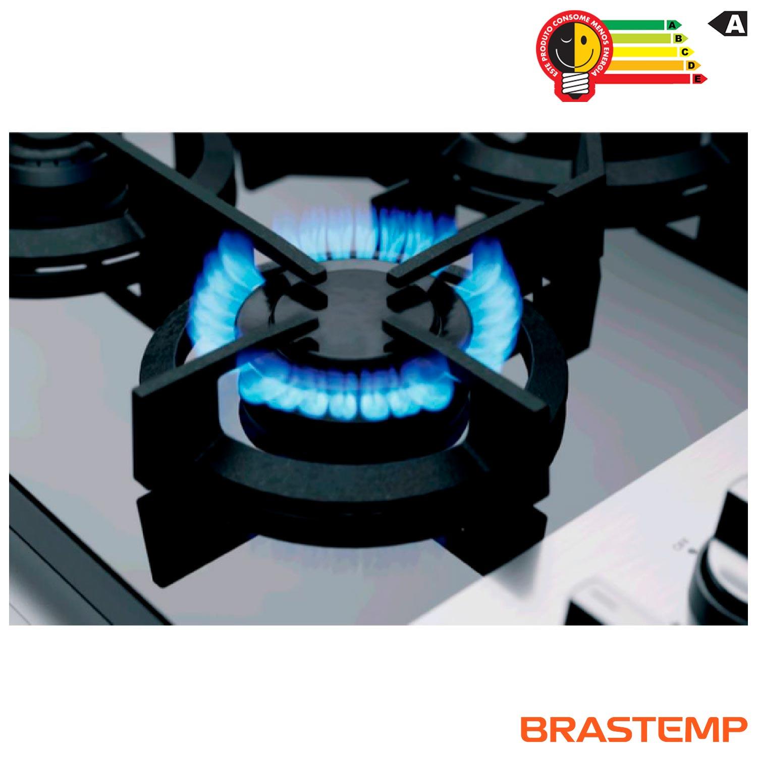 Fogão Brastemp 5 Bocas de Embutir Inox com Mesa de Vidro e Touch Timer com Autodesligamento - BYS5VCR 110