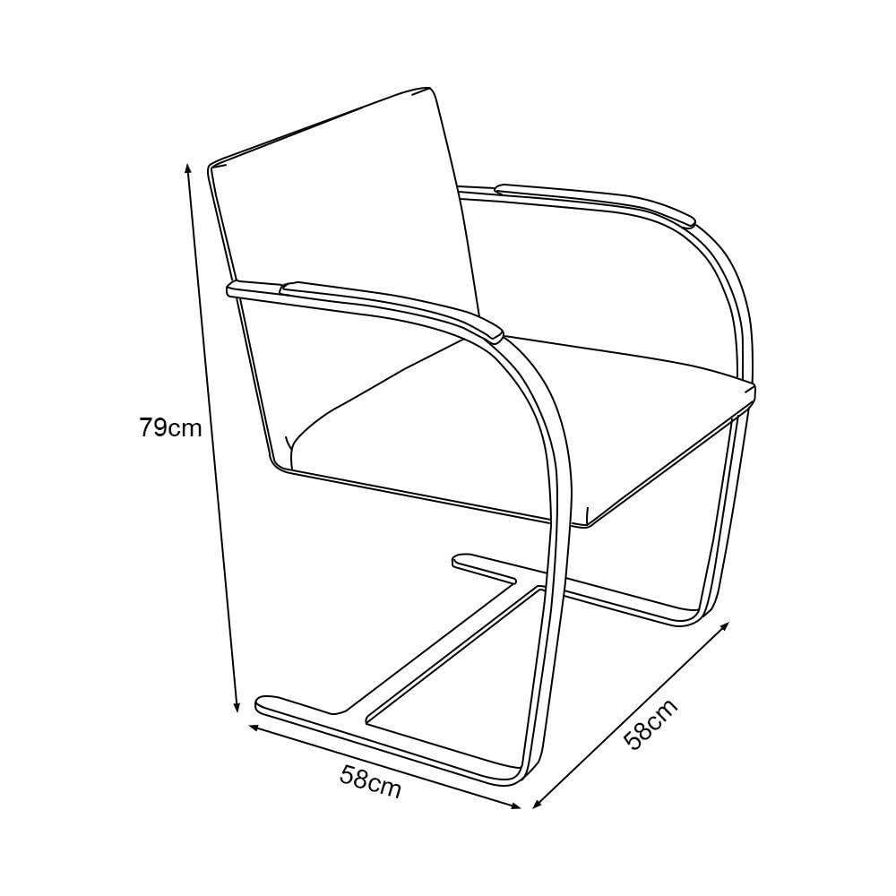Miniatura Kit 2 Cadeiras Brno Couro Natural Preto Barra Chata Cromada