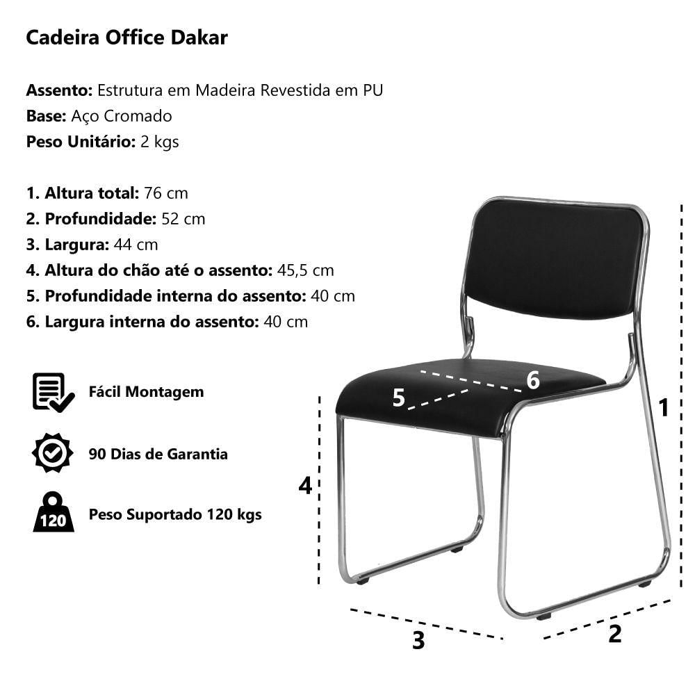 Miniatura Cadeira Escritório Interlocutor Dakar Preta Base Fixa