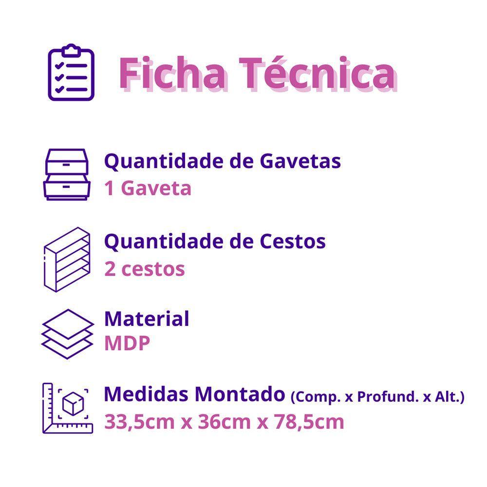 Miniatura Fruteira De Chão Zaya Multiuso Flex 1 Gaveta Mobilihouse Cinamomo Com Branco Acetinado