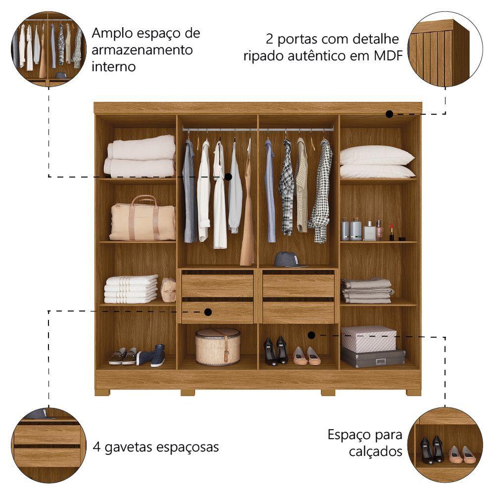 Miniatura Guarda Roupas Casal Ripado 8 Portas 4 Gavetas Diamante Moval Freijo Cin