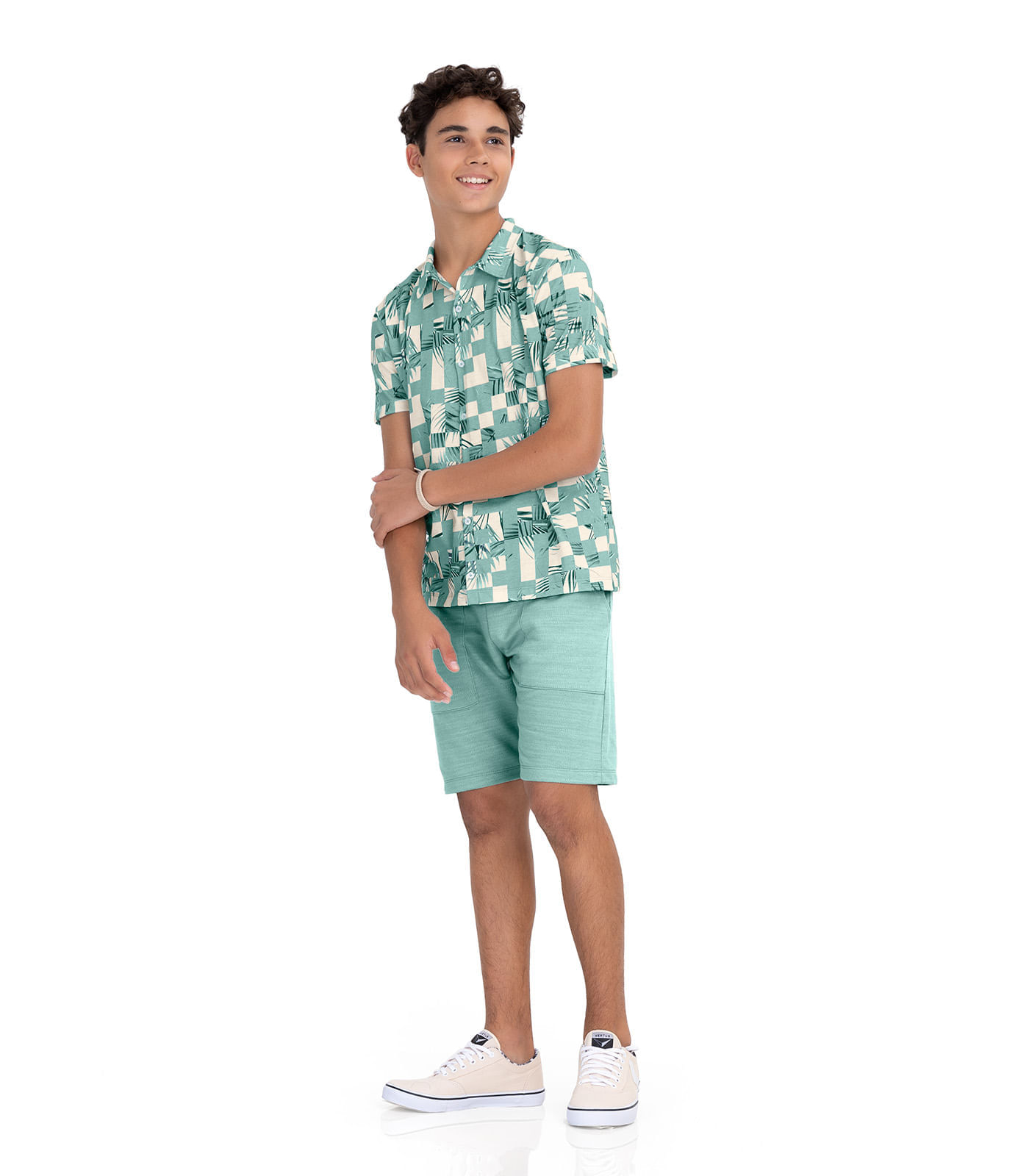 Miniatura Bermuda Juvenil Masculina Em Moletinho Minty Verde 12