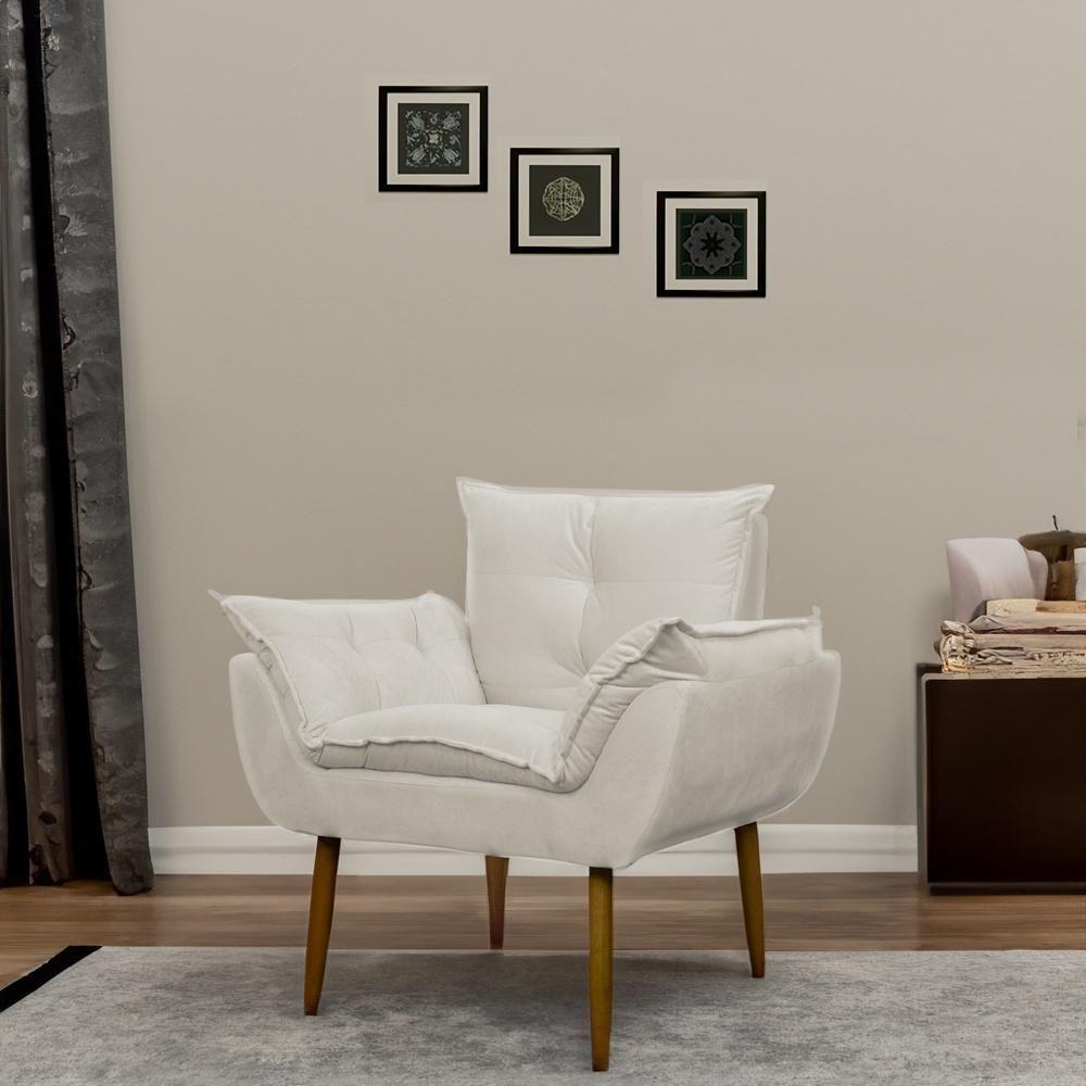 Poltrona Decorativa Para Consultório Opala Suede Herrero Bege