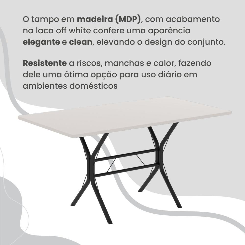 Miniatura Conjunto Sala de Jantar Mesa Retangular 140x75cm Tampo Madeira Mdp 6 Cadeiras Rio C. Marrom / Preto Fosco