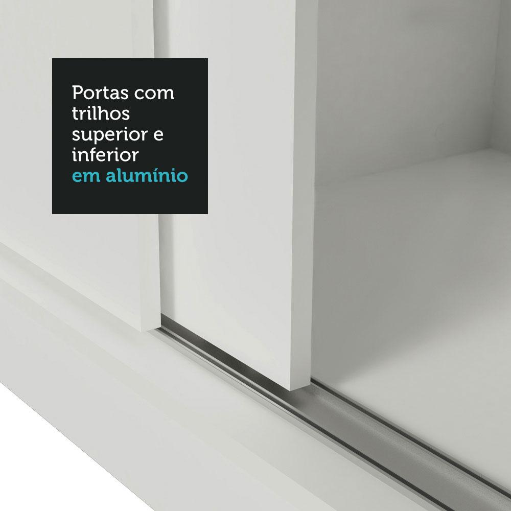 Guarda-Roupa Casal Madesa Lyon Plus 3 Portas de Correr com Espelhos 4 Gavetas Branco