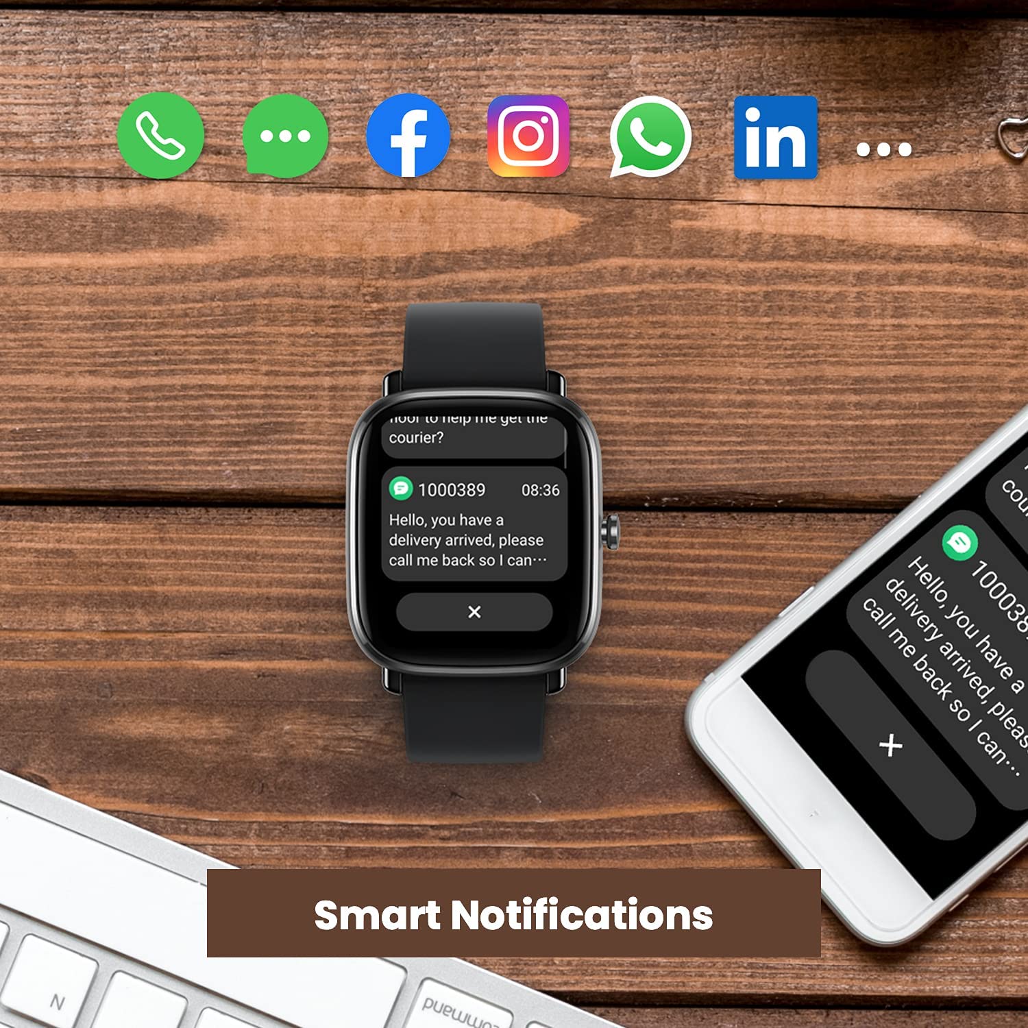 Amazfit Relógio Smartwatch Esportivo à Prova dÁgua cM onitoramento Respiratório e Rastreador Físico para Iphone e Android Preto